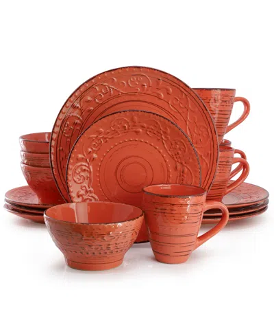 Elama Malibu 16-pc. Dinnerware Set, Service For 4 In Orange