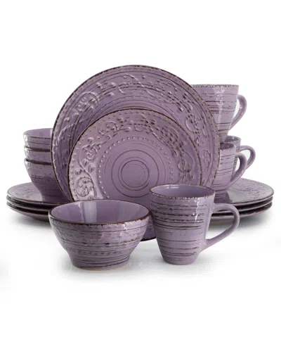 Elama Malibu 16-pc. Dinnerware Set, Service For 4 In Purple