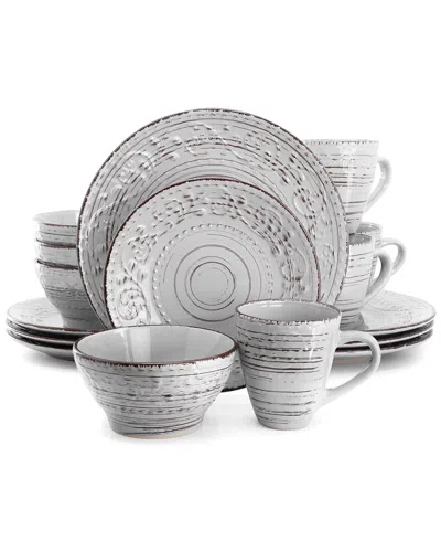 Elama Malibu Calcite 16pc Dinnerware Set In White