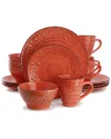 Elama Malibu Jasper 16pc Stoneware Dinnerware Set In Orange