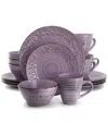 Elama Malibu Mica 16pc Stoneware Dinnerware Set In Purple
