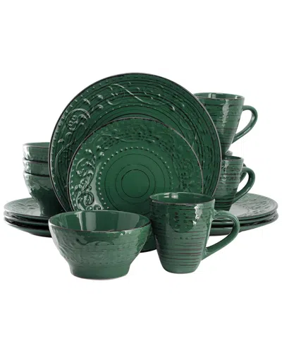 Elama Malibu Sea Glass 16pc Green Dinnerware Set