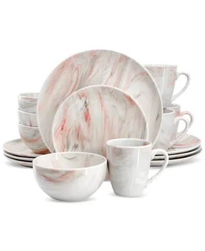 Elama Marble 16 Pc. Dinnerware Set, Service For 4 In Pink