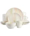 Elama Fine Marble Multi 16pc Porcelain Dinnerware Set In Multi