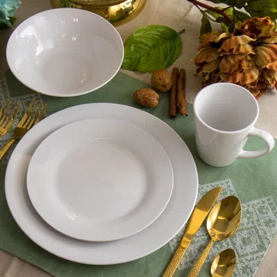 Elama Marshall 16 Piece Dinnerware Set, Service For 4 In White