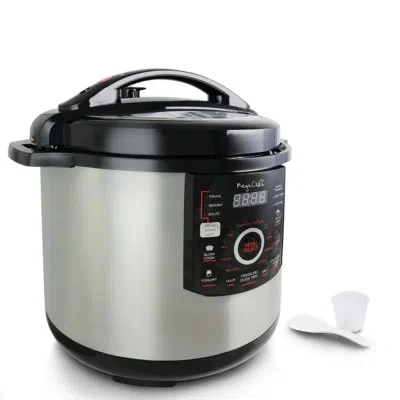 Elama Megachef 12-quart Digital Pressure Cooker – Stainless Steel, 15 Cooking Presets, Slow Cook Function, In Silver