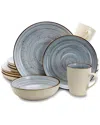 Elama Mellow 16-pc. Stoneware Dinnerware Set In Blue