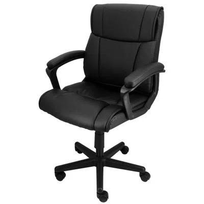 Elama Mid Back Rolling Adjustable Faux Leather Office Chair In Black