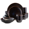 Elama Midnight Beach 16-pc. Stoneware Dinnerware Set In Black