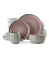 Elama Mocha 16 Piece Dinnerware Set, Service For 4 In Pink