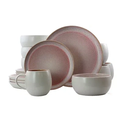 Elama Mocha Muave 16-pc. Stoneware Dinnerware Set In Pink