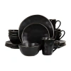 Elama Modern 16-pc. Stoneware Dinnerware Set In Black