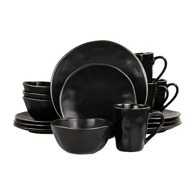 Elama Modern 16-pc. Stoneware Dinnerware Set In Black