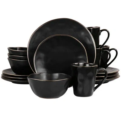 Elama Modern 16 Piece Dinnerware Set, Service For 4 In Black
