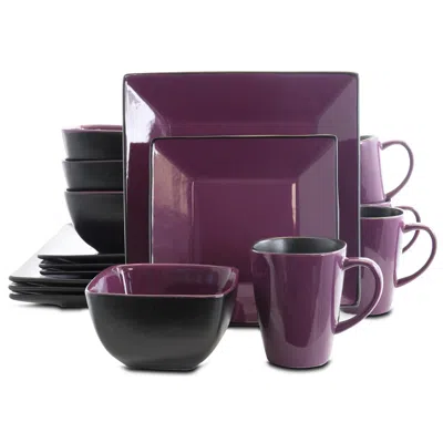 Elama Mulberry Loft 16 Piece Modern Premium Stoneware Dinnerware Set With Complete Settings For 4