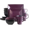 Elama Mulberry Loft 16 Piece Modern Premium Stoneware Dinnerware Set With Complete Settings For 4 In Purple