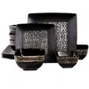 Elama Naina 16 Piece Double Bowl Stoneware Dinnerware Set In Black