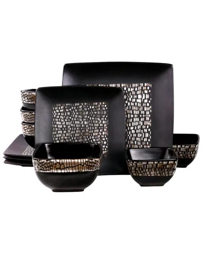 Elama Naina 16pc Double Bowl Stoneware Dinnerware Set