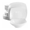 Elama Newman 18 Piece Square Porcelain Dinnerware Set In White