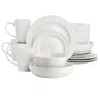 Elama Nikki 18 Piece Ribbed White Porcelain Dinnerware And Serving Bowl Set In White