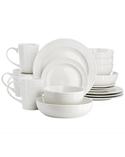 Elama Nikki 18pc Ribbed Porcelain Dinnerware & Serving Bowl Set