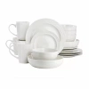 Elama Nikki 18 Piece Ribbed White Porcelain Dinnerware And Serving Bowl Set In White