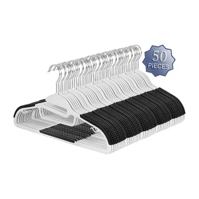 Elama Non Slip With U-slide 50-pc. Hangers In White