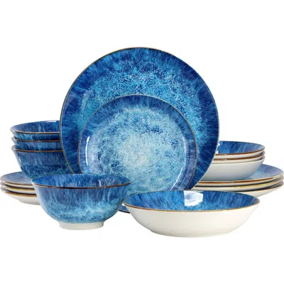 ELAMA ELAMA OCEANUS 16 PIECE PORCELAIN DOUBLE BOWL DINNERWARE SET