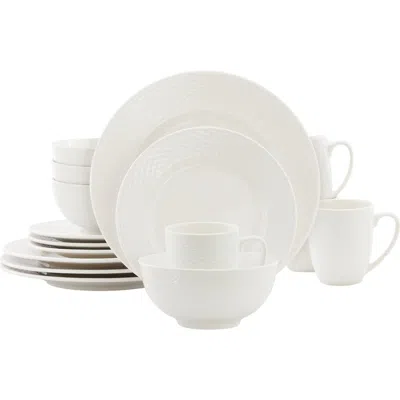 Elama Ophelia 16 Piece Stoneware Dinnerware Set In White