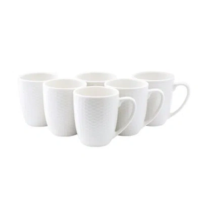 Elama Ophelia 6 Piece Stoneware 12 Ounce Mug Set In White