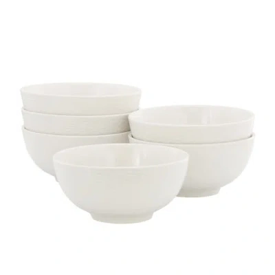 Elama Ophelia 6 Piece Stoneware Cereal Bowl Set In White
