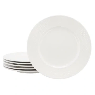 Elama Ophelia 6 Piece Stoneware Dinner Plate Set In White