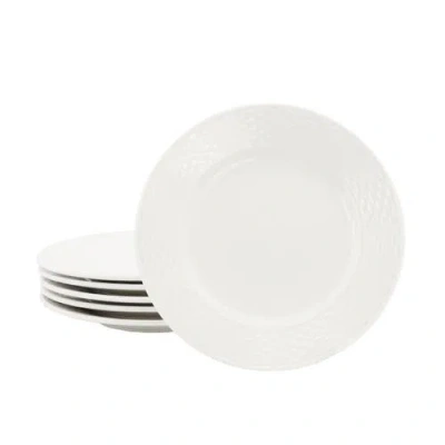 Elama Ophelia 6 Piece Stoneware Salad Plate Set In White