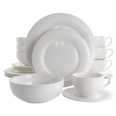 Elama Pallene 20 Piece Porcelain Dinnerware Set In White