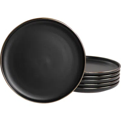 Elama Paul 6 Piece Stoneware Salad Plate Set In Black