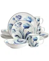 Elama Peony Garden 16pc Floral Round Porcelain Dinnerware Set