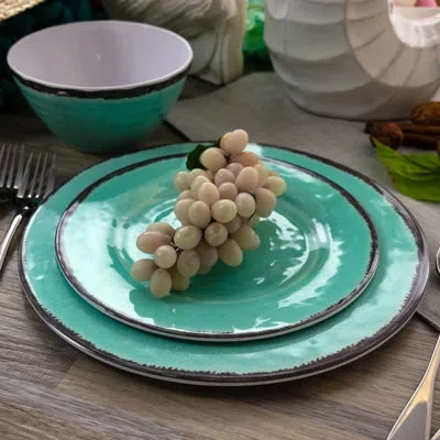 Elama Piece Melamine Dinnerware Set - Service For 4 In Dark Gray