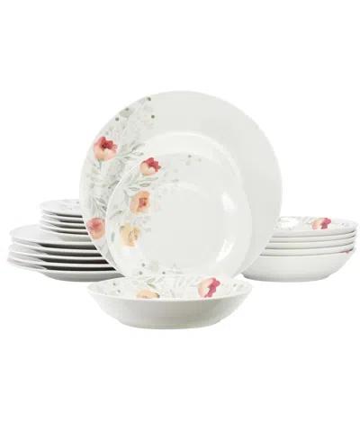 Elama Poppy 18-piece Dinnerware Set, Service For 6 In White