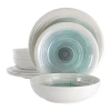 Elama Potters Wheel 12 Piece Lightweight Melamine Dinnerware Set In Blue