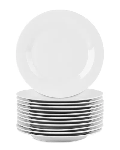 Elama Professional Kitchen 12pc Large Round Dinner Plate Set In White