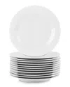 Elama Professional Kitchen 12pc Round Porcelain Salad Plate Set In White