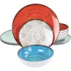 Elama Pryce 12 Piece Melamine Dinnerware Set In Multi