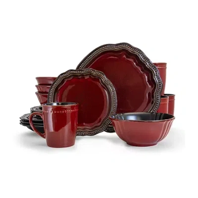 Elama Regency 16-pc. Stoneware Dinnerware Set In Red