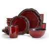 Elama Regency 16pc 3-tier Stoneware Dinnerware Set In Red