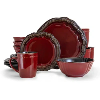 ELAMA ELAMA REGENCY 16 PIECE LUXURIOUS STONEWARE DINNERWARE WITH COMPLETE SETTING FOR 4, 16PC