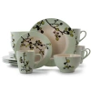 Elama Retro Bloom 16 Piece Luxurious Stoneware Dinnerware With Complete Setting For 4 In Green