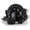 Elama Retro Chic 16-piece Glazed Dinnerware Set In Black
