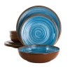 Elama Rippled Tides 12 Piece Lightweight Melamine Dinnerware Set In Multi