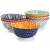 Elama Roxey 6 Piece Assorted Design 20oz Porcelain Footed Bowl Set Color In Multi