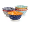 Elama Roxey 6 Piece Assorted Design 20oz Porcelain Footed Bowl Set Color In Multi